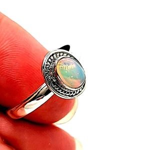 925 Sterling Silver Ethiopian Opal Ring